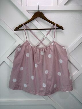 Printfresh Pink Polka Dot Organic Cotton Pajama Cami Tank Strappy Boho Top XL